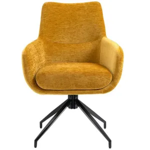 Conor Fabric Swivel Dining Armchair, Mustard by Charming Living, a Dining Chairs for sale on Style Sourcebook