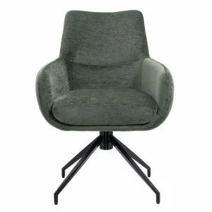 Conor Fabric Swivel Dining Armchair, Moss by Charming Living, a Dining Chairs for sale on Style Sourcebook