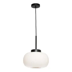 Hutton Ribbed Glass Pendant Light, Black by Cougar Lighting, a Pendant Lighting for sale on Style Sourcebook