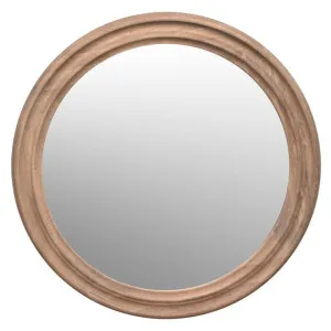 Angie Oak Timber Frame Round Wall Mirror, 100cm, Weathered Oak by Manoir Chene, a Mirrors for sale on Style Sourcebook