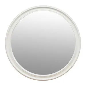 Angie Birch Timber Frame Round Wall Mirror, 100cm, White by Manoir Chene, a Mirrors for sale on Style Sourcebook