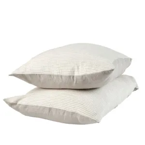 Marina Reversible Pillowcase Set - Silver Grey w' Silver Grey Stripe   by Eadie Lifestyle, a Pillow Cases for sale on Style Sourcebook