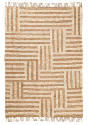 Abbie Natural and Bleached Striped Geometric Jute Rug by Miss Amara, a Contemporary Rugs for sale on Style Sourcebook