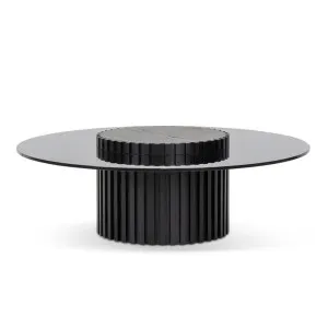 Fotex Glass & Wood Round Coffee Table, 120cm, Black by Conception Living, a Coffee Table for sale on Style Sourcebook