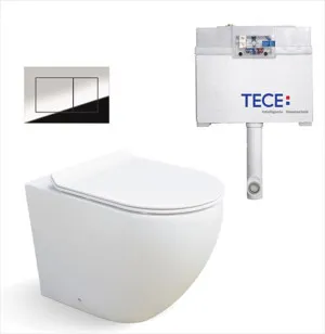 Cai In-wall Toilet Suite S&P Trap with Square ABS Chrome Button by Tece, a Toilets & Bidets for sale on Style Sourcebook