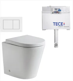 Faith Rimless In-wall Toilet Suite S&P Trap with Square ABS Matte White Button by Tece, a Toilets & Bidets for sale on Style Sourcebook