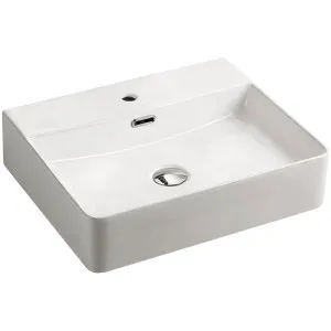 Petra Vessel Basin 1TH Ceramic 500X420 Gloss White by Fienza, a Basins for sale on Style Sourcebook
