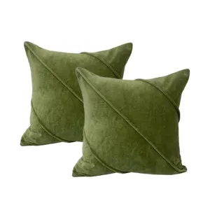 Cloud Linen Trova Cotton Velvet Sage 50x50cm Twin Pack Feather Filled Cushion by null, a Cushions, Decorative Pillows for sale on Style Sourcebook