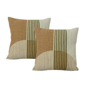 Cloud Linen Morris Embroidered Cotton Rust 50x50cm Twin Pack Feather Filled Cushion by null, a Cushions, Decorative Pillows for sale on Style Sourcebook