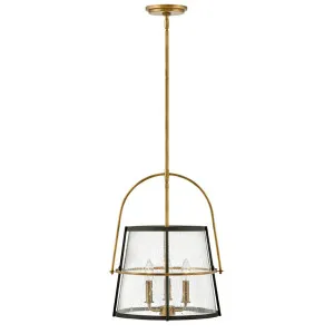 Hinkley Tournon 3 Light Glass Pendant (E12) Heritage Brass & Black by Hinkley, a Pendant Lighting for sale on Style Sourcebook