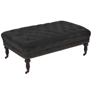 Kensington Aged Leather Chesterfield Ottoman / Coffee Table, 120cm, Worn Coal by Affinity Furniture, a Coffee Table for sale on Style Sourcebook