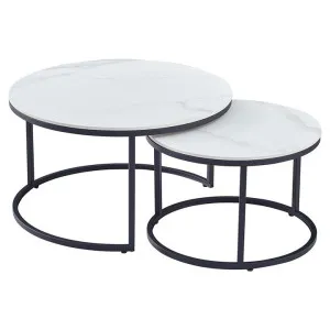 Miceco 2 Piece Ceramic & Metal Round Nested Coffee Table Set, 80/60cm by Viterbo Modern Furniture, a Coffee Table for sale on Style Sourcebook