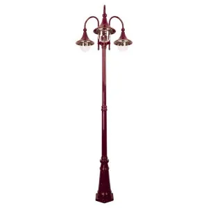 Monaco Italian Made IP43 Exterior Post Light, 3 Light, 240cm, Burgundy by Domus Lighting, a Lanterns for sale on Style Sourcebook