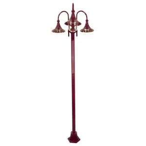 Monaco Italian Made IP43 Exterior Post Light, 3 Light, 238cm, Burgundy by Domus Lighting, a Lanterns for sale on Style Sourcebook