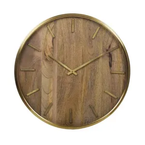 Orlando Metal & Mango Wood Round Wall Clock, 50cm by Coast To Coast Home, a Clocks for sale on Style Sourcebook