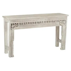 Isha Carved Timber Console Table, 140cm by Coast To Coast Home, a Console Table for sale on Style Sourcebook