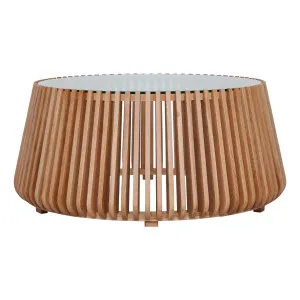 Pila Round Coffee Table 95cm in American Oak / Glass by OzDesignFurniture, a Coffee Table for sale on Style Sourcebook