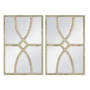 Biscione 2 Piece Fir Timber Frame Shabby Chic Wall Mirror Set, 60cm by Diaz Design, a Mirrors for sale on Style Sourcebook