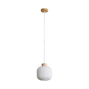 Bolli Glass & Timber Wide Pendant Light by Oriel Lighting, a Pendant Lighting for sale on Style Sourcebook