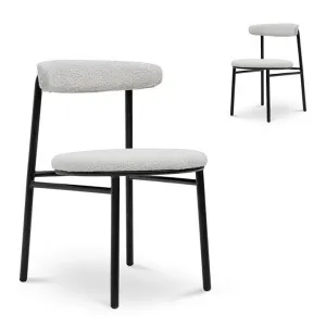 Set of 2 - Oneal Fabric Dining Chair - Moon White Boucle and Black Legs by Interior Secrets - AfterPay Available by Interior Secrets, a Dining Chairs for sale on Style Sourcebook