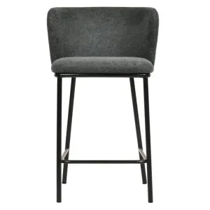 Bleheim Fabric & Steel Counter Stool, Set of 2, Charcoal by Conception Living, a Bar Stools for sale on Style Sourcebook