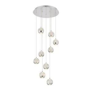 Segovia Glass & Metal LED Cluster Pendant Light, 9 Light, Chrome by Telbix, a Pendant Lighting for sale on Style Sourcebook
