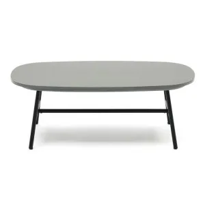 Bravon Polycement & Metal Alfresco Oval Coffee Table, 100cm, Grey / Black by El Diseno, a Coffee Table for sale on Style Sourcebook