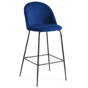 Loftus Velvet Fabric Counter Stool, Blue / Black by El Diseno, a Bar Stools for sale on Style Sourcebook