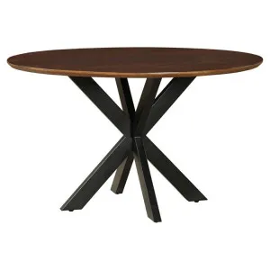 Faye Mango Wood & Metal Round Dining Table, 130cm, Walnut by Fobbio Home, a Dining Tables for sale on Style Sourcebook