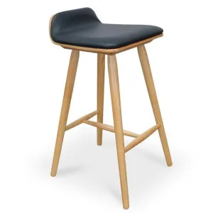 Ex Display - Finn Bar stool - Black PU - Natural by Interior Secrets - AfterPay Available by Interior Secrets, a Bar Stools for sale on Style Sourcebook