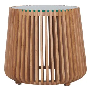 Pila Round Side Table 60cm in Oak/Glass by OzDesignFurniture, a Bedside Tables for sale on Style Sourcebook