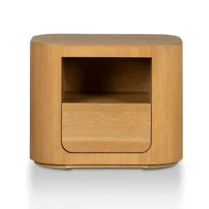 Ex Display - Navin Bedside Table - Dusty Oak by Interior Secrets - AfterPay Available by Interior Secrets, a Bedside Tables for sale on Style Sourcebook