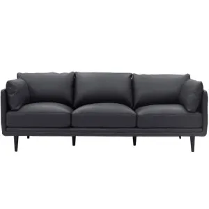 Lennox Madryn Black Coffee Leather Sofa - 3.5 Seater by James Lane, a Sofas for sale on Style Sourcebook