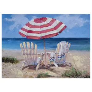 "Beach & Lounger" Stretched Canvas Wall Art Painting, Style A, 70cm by PNC Imports, a Artwork & Wall Decor for sale on Style Sourcebook