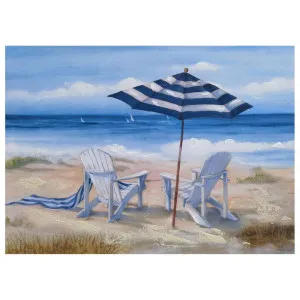"Beach & Lounger" Stretched Canvas Wall Art Painting, Style B, 70cm by PNC Imports, a Artwork & Wall Decor for sale on Style Sourcebook