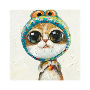 "Frog Hat Kitten" Stretched Canvas Wall Art Print, 50cm by PNC Imports, a Artwork & Wall Decor for sale on Style Sourcebook