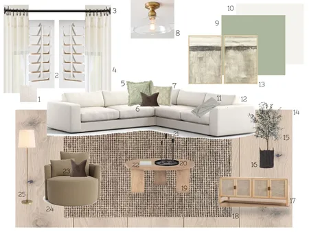 LIVING ROOM Sample Board Assignment 9 monochromatic greens Interior Design Mood Board by AlexaWhitehurst on Style Sourcebook