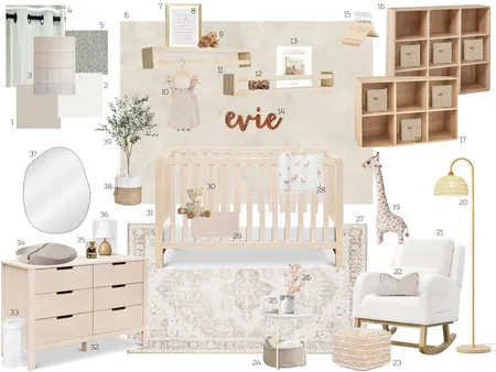 Baby Girl Nursery Sample Board - Assignment 10 - Numbered Interior Design Mood Board by AlexaWhitehurst on Style Sourcebook