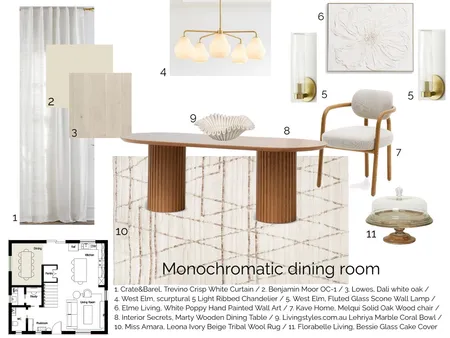 monochromatic dining room Interior Design Mood Board by BonnDesign on Style Sourcebook