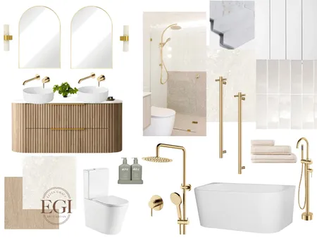 Warm & Gold Bathroom & Ensuite Interior Design Mood Board by Eliza Grace Interiors on Style Sourcebook