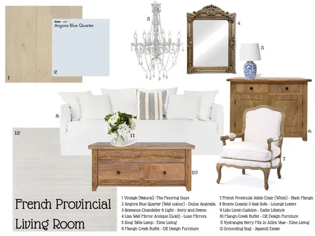 French Provincial Living Room Interior Design Mood Board by Eden Dinsmore on Style Sourcebook