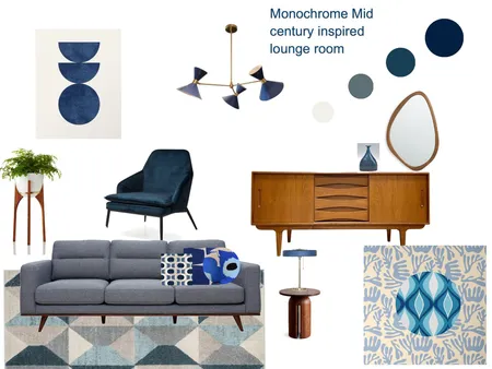 monochrome mid century inspired lounge room Interior Design Mood Board by JillMorgan on Style Sourcebook