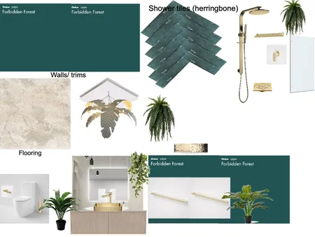 Green, Gold and Neutrals Bathroom Interior Design Mood Board by Melz on Style Sourcebook