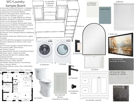 WC/Laundry Sample Board Interior Design Mood Board by Kara Reuter on Style Sourcebook