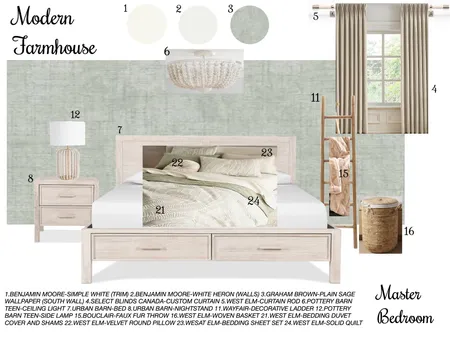 Modern Farmhouse Master Bedroom Interior Design Mood Board by Beata Toth on Style Sourcebook