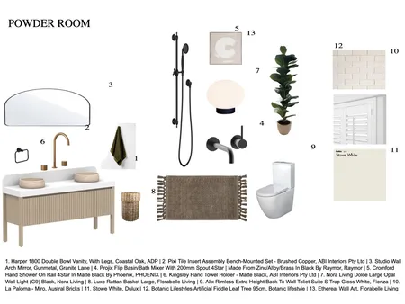 Powder Room Interior Design Mood Board by tamarazolfaghari on Style Sourcebook