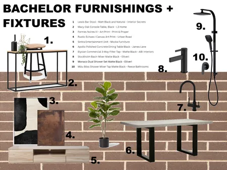 BACHELOR FUNISH Interior Design Mood Board by Oli's Aura on Style Sourcebook