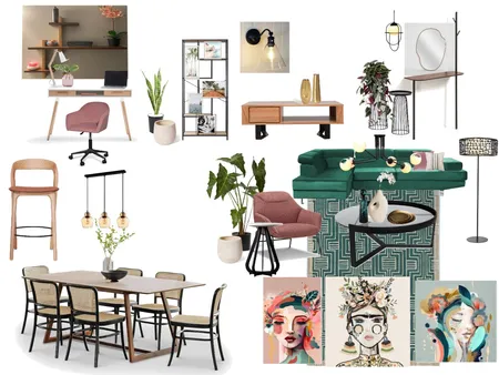 Green and Pink Livingroom, Dining room Interior Design Mood Board by Salwa 25 on Style Sourcebook
