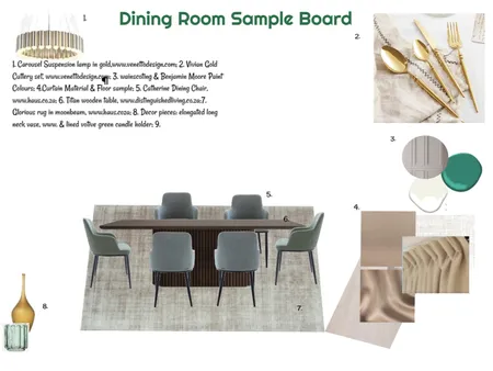 Monocromatic Green Sample Board Dining 24-03-25.4 Interior Design Mood Board by JudyK on Style Sourcebook