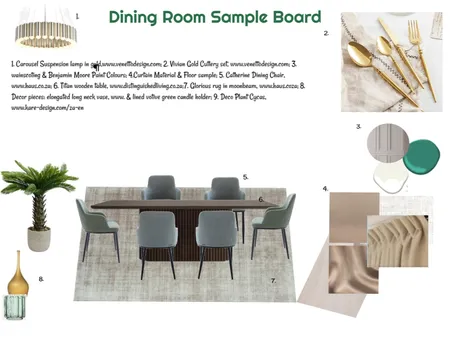Monocromatic Green Sample Board Dining 24-03-25.4 Interior Design Mood Board by JudyK on Style Sourcebook